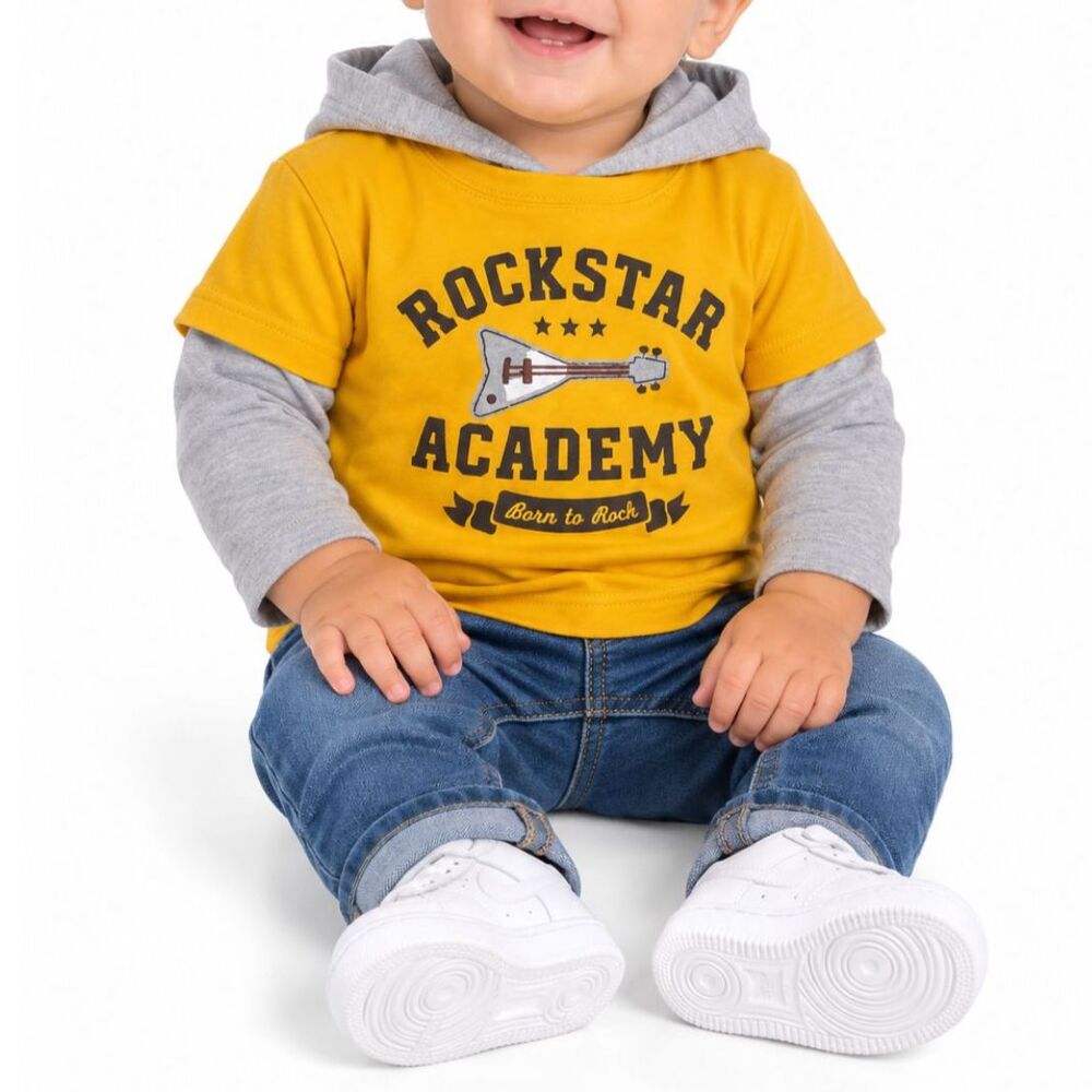 🔥 5 for $30 🔥 Carter’s Boys Rockstar Academy Hooded Long Sleeve Shirt | 6M